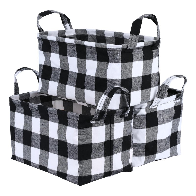 Kaaltisy Buffalo Storage Basket - Black and White Foldable Storage Baskets, Buffalo Plaid Cube Storage Bins for Shelves, Home Office Organizer Containers for Closet, Towels, Drawers - 3 Pack - Image 1